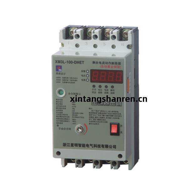 自(zi)動重合(he)閘(zha)型(xing)智能(neng)三相剩余電流(liu)動作斷路器(qi)集(ji)成了傳(chuan)統(tong)的(de)斷路器(qi)（熔斷器(qi)）、接觸器(qi)、過(guo)載（或(huo)過(guo)壓、漏(lou)電(dian)等(deng)）保(bao)護(hu)繼(ji)電器(qi)、啟(qi)動器(qi)、隔(ge)離(li)器(qi)等(deng)主要功能(neng)，具有遠(yuan)距離(li)自(zi)動控制和本地(di)直接控制功能(neng)，具有面板顯示及(ji)信(xin)號報(bao)警功能(neng)，具有過(guo)壓保(bao)護(hu)、欠(qian)壓保(bao)護(hu)、過(guo)流(liu)保(bao)護(hu)、漏(lou)電(dian)保(bao)護(hu)等(deng)功能(neng)，具有體積小、可靠(kao)性高、短(duan)路(lu)分(fen)斷能(neng)力強、飛弧距離(li)短等優(you)點。適用(yong)於(yu)三相四線(xian)中性(xing)點直(zhi)接接地(di)TT接地(di)系(xi)統(tong))的(de)低(di)壓電網(wang)。用(yong)來(lai)對(dui)人身(shen)觸(chu)電危(wei)險(xian)提(ti)供(gong)間(jian)接接觸保(bao)護(hu)，也(ye)可對(dui)線路(lu)或用(yong)電的(de)接地(di)故障(zhang)、過(guo)電流(liu)、短路等(deng)進行保(bao)護(hu)。…